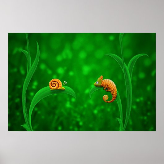 Schnecke und Chameleon Poster (Vorne)