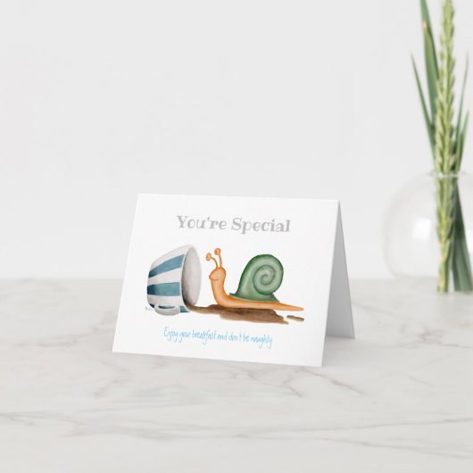 Schnecke und gestreifte Tasse Karte (Vorderseite)