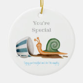 Schnecke und gestreifte Tasse Keramik Ornament (Vorne)