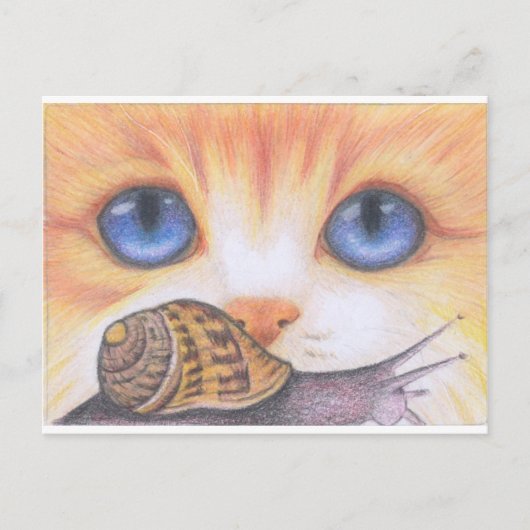 Schnecke und Katze Postkarte (Vorderseite)