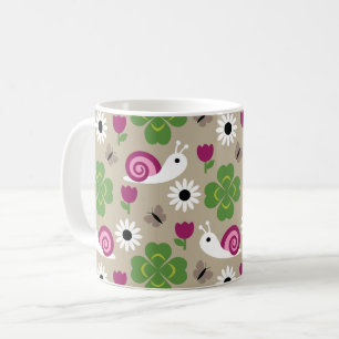 Schnecke und Klee Nahtloses Muster Kaffeetasse