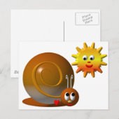Schnecke und lächelnde Sonne Postkarte (Vorne/Hinten)