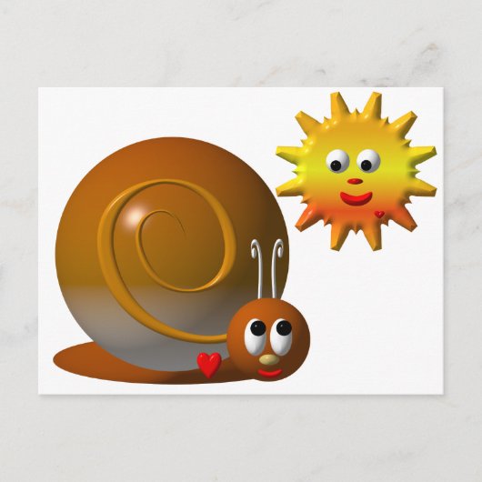 Schnecke und lächelnde Sonne Postkarte (Vorderseite)