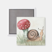 Schnecke und Pilze Magnet (Vorderseite/Rückseite)