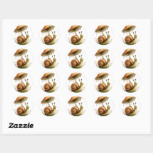 Schnecke unter Pilz Runder Aufkleber (Blatt)