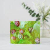 Schnecken auf Salat Postkarte (Stehend Vorderseite)