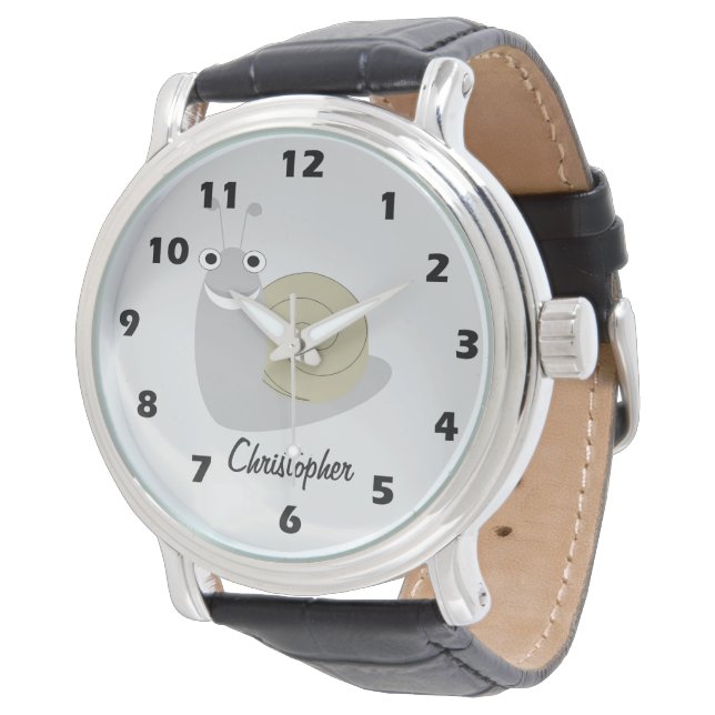 Schnecken-Design personalisiert Armbanduhr (Schrägansicht)
