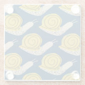 Schnecken Silhouetten: gelb, rosa Muster. Glasuntersetzer (Rückseite)