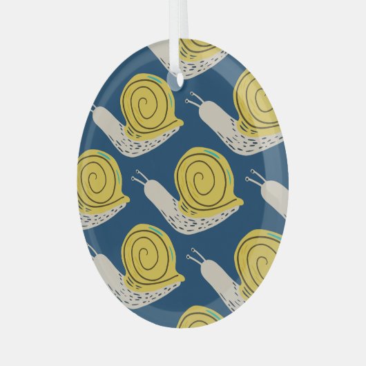 Schnecken Silhouetten: gelb, rosa Muster. Ornament Aus Glas (Vorderseite links)