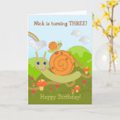 Schnecken wünschen glücklichen Geburtstag! Karte (Gelbe Blume)