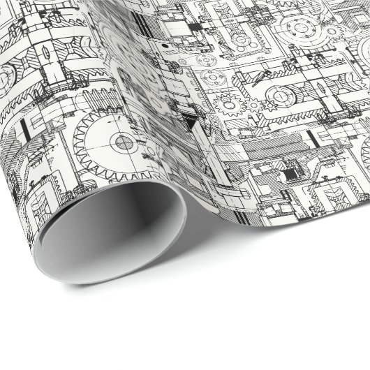 Schneckengetriebe: Nahtlose technische Maschine. Geschenkpapier (Rolleneckpunkt)