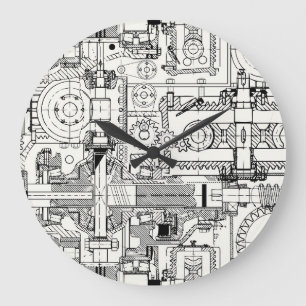 Schneckengetriebe: Nahtlose technische Maschine. Große Wanduhr