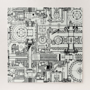 Schneckengetriebe: Nahtlose technische Maschine. Puzzle