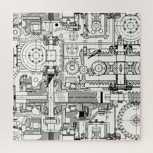 Schneckengetriebe: Nahtlose technische Maschine. Puzzle (Vertikal)