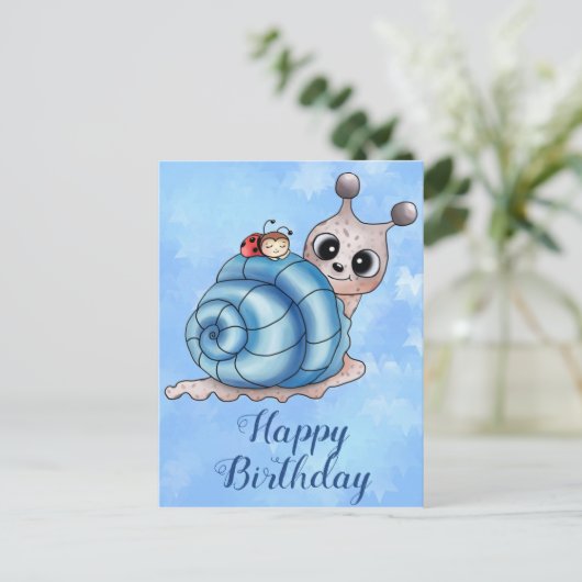 Schneckenhaus blau postkarte (Stehend Vorderseite)