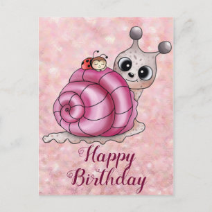 Schneckenhaus pink postkarte