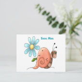 Schneckenpost mit blauer Blume Postkarte (Stehend Vorderseite)