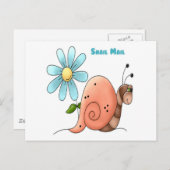 Schneckenpost mit blauer Blume Postkarte (Vorne/Hinten)