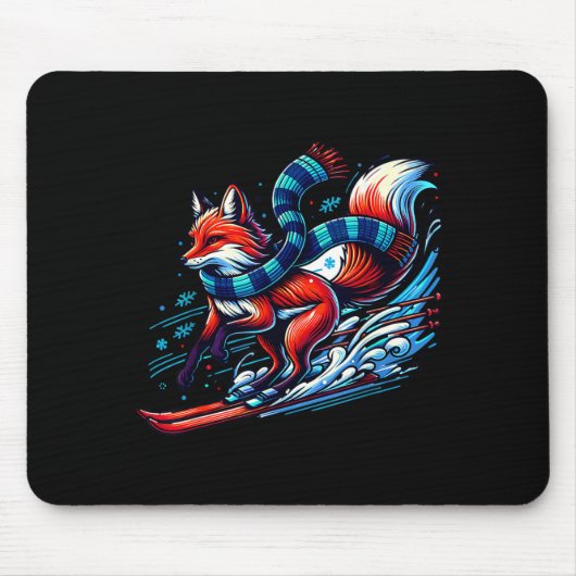 Schnee-Abenteuer-Fuchs-Ski-Spaß Mousepad (Vorne)
