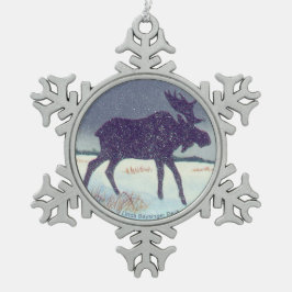 Schnee abgewischte Elch-Malerei Schneeflocken Zinn-Ornament