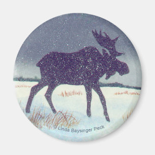 Schnee abgewischte Elch-Silhouette Magnet