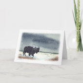 Schnee abgewischter Bison Feiertagskarte (Vorderseite)