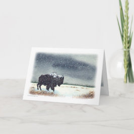 Schnee abgewischtes Bison-Aquarell Feiertagskarte