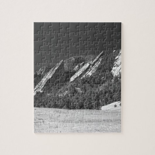 Schnee abgewischtes Flatirons Boulder Co Panorama Puzzle (Vertikal)