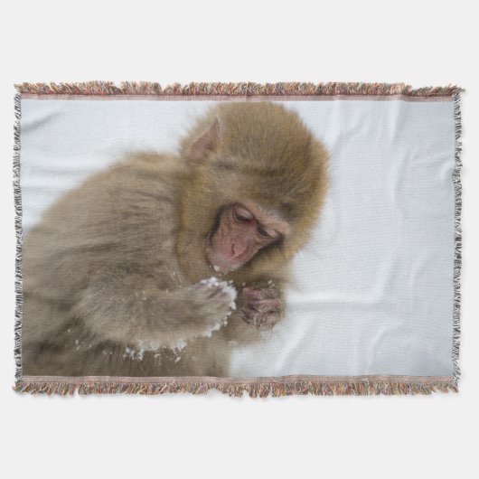 Schnee-Affe Babyjapanischer Macaque-| Decke (Vorderseite)
