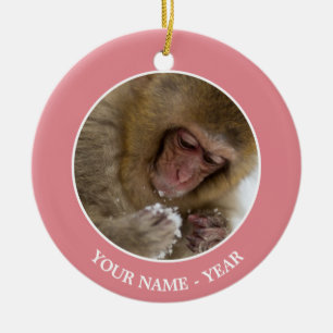 Schnee-Affe Babyjapanischer Macaque-  Keramikornament
