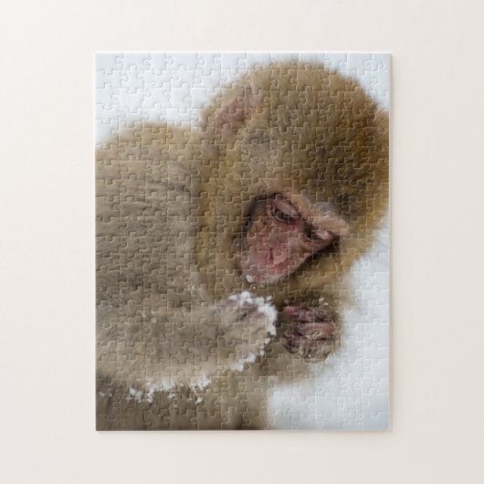Schnee-Affe Babyjapanischer Macaque-| Puzzle (Vertikal)