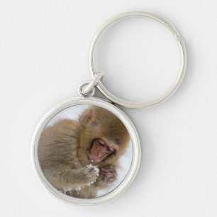 Schnee-Affe Babyjapanischer Macaque-  Schlüsselanhänger