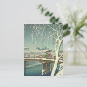 Schnee am Edo River Hasui Kawase Winter Kunstlands Postkarte (Stehend Vorderseite)