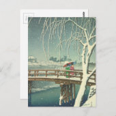 Schnee am Edo River Hasui Kawase Winter Kunstlands Postkarte (Vorne/Hinten)