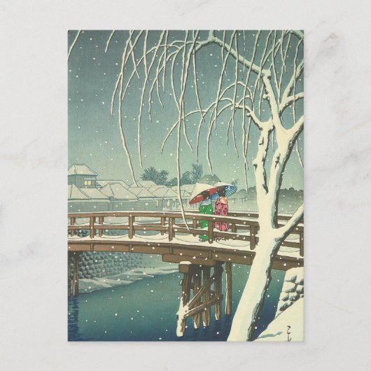 Schnee am Edo River Hasui Kawase Winter Kunstlands Postkarte (Vorderseite)