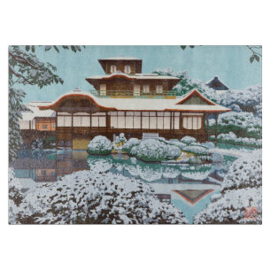 Schnee am Hiunkaku-Tempel japanische Winterlandsch Schneidebrett