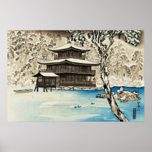 Schnee am Kinkaku-ji Miki Suizan japanische Kunst Poster