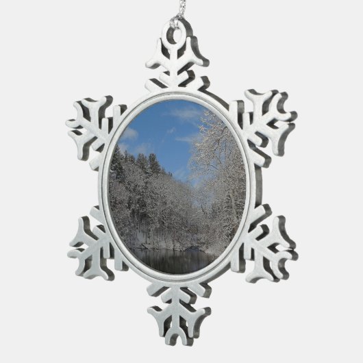 Schnee am Vanderbilt Boden Schneeflocken Zinn-Ornament (Rechts)