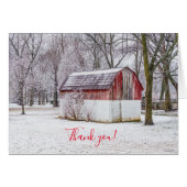 Schnee an der Roten Scheune Danke Notecard (Vorderseite (Horizontal))