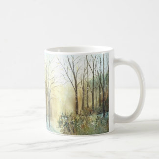 Schnee an der Tagesanbruch-Tasse Kaffeetasse