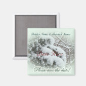 Schnee auf Arbor Vitae Save the Date Hochzeit Magnet (Vorderseite/Rückseite)