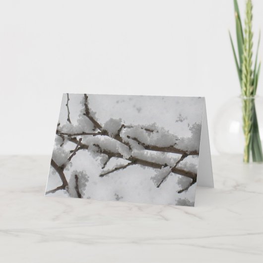 Schnee auf Baumzweig Feiertagskarte (Vorderseite)