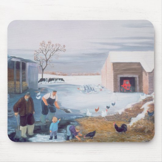 Schnee auf dem Bauernhof Mousepad (Vorne)