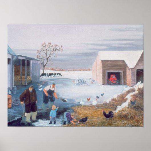 Schnee auf dem Bauernhof Poster (Vorne)