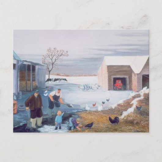 Schnee auf dem Bauernhof Postkarte (Vorderseite)