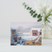 Schnee auf dem Bauernhof Postkarte (Stehend Vorderseite)