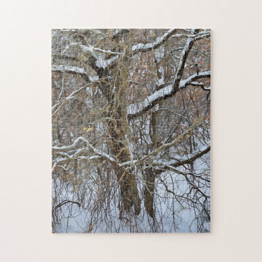 Schnee auf dem Baum Winter Art Puzzle (Vertikal)