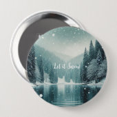 Schnee auf dem winterlichen Bergsee Button (Vorne & Hinten)