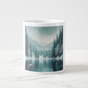 Schnee auf dem winterlichen Bergsee Jumbo-Tasse