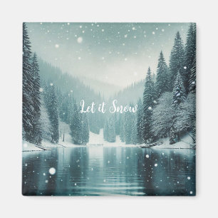 Schnee auf dem winterlichen Bergsee Magnet